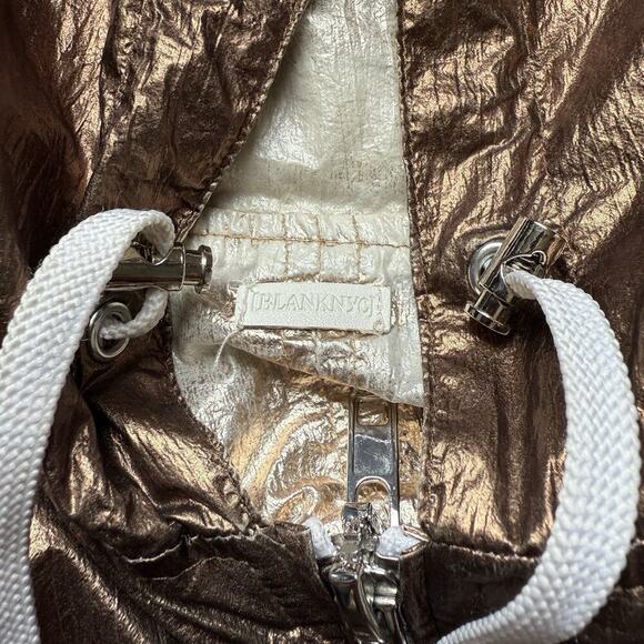 BLANKNYC Good Vibrations Reversible Metallic Windbreaker Jacket M Gold Silver - Picture 9 of 14